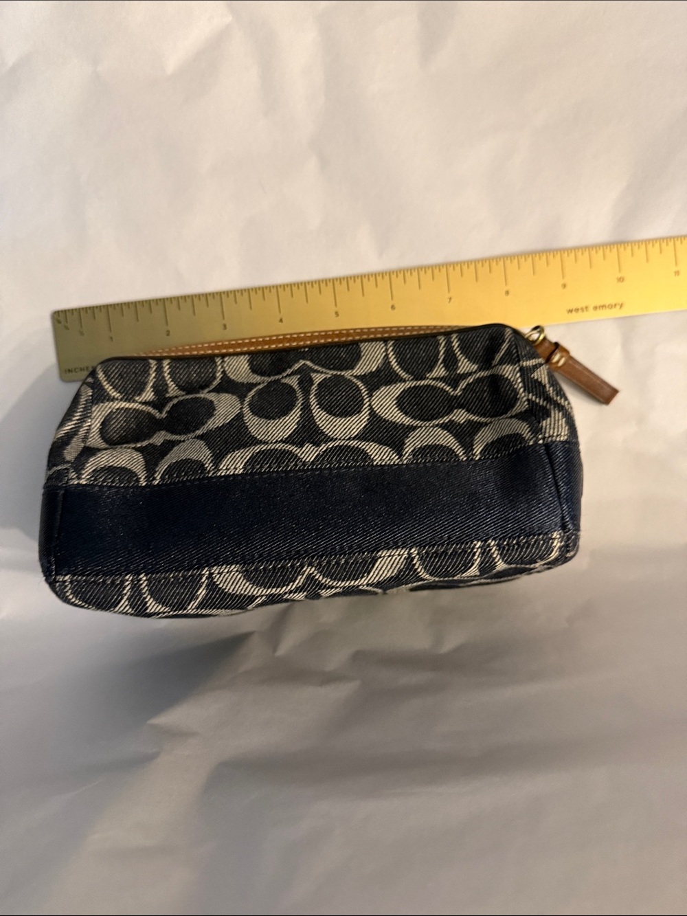 Coach anniversary striped denim blue and Ivory Signature Canvas Zip Pouch 40756 - Picture 8 of 16